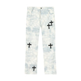 Man Fall Outfits Hip Hop Letter Paint-Splashing Style Graffiti Jeans Loose Straight Trousers