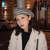 Vintage Check Bucket Hat Plaid Beret