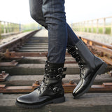 Western Shoes Winter Fleece-Lined Warm Mid-Top Men's Boots Men's Boots Leather Boots