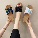 High Heels Slippers Summer Thick-Soled Sequined Fashion High Heel Sandals