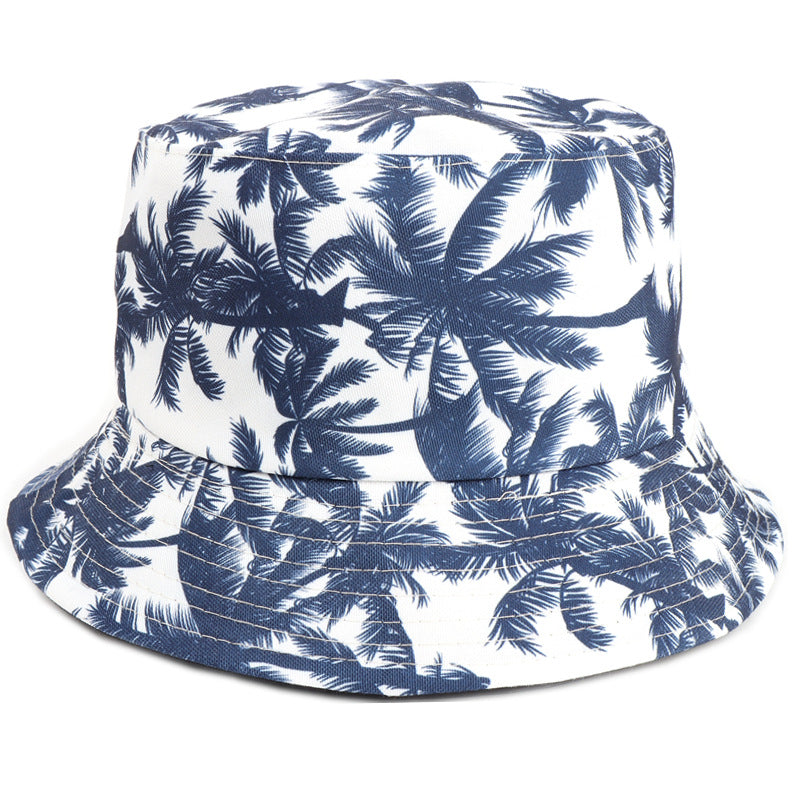 Bucket Hat Fishing Cap Cotton Print Fisherman Hat Coconut Tree Men and Women Printing Outdoor Leisure Fashion