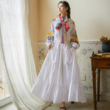 Coachella Music Festival Outfits Autumn Chinese Style Embroidered V-neck Dress Embroidered Shirt