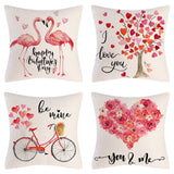 Valentine's Day Pillow Covers 4 Piece Random Styles Together, Truck Love Balloon Bicycle Ornament Pillow Cushion