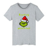 Men and Women Grinch Shirt Christmas Grinch Printed Loose Short Sleeve T-shirt