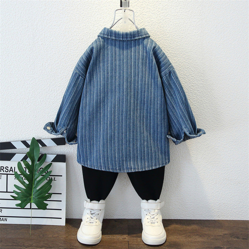 Toddler Boys Jackets Boy's Cowboy Shirt Spring and Autumn Shirt Coat