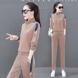 Velour Tracksuit Spring and Autumn Fashion Slimming Large Size Sweater Casual Running Clothes Two-Piece Set