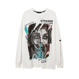Man Fall Outfits Dark High Street Style Hand-Painted Graffiti Printing Long-Sleeved T-shirt Men's Top
