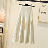 MIDI Mauve Skirt Knitted Skirt Women's Season Pleated Skirt