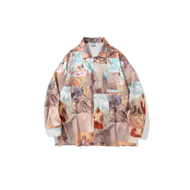 Man Fall Outfits Vintage Bear Plaid Full Printed Men's and Women's Long Sleeves Shirt Couple