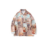 Man Fall Outfits Zebra Print Long-Sleeved Shirt Men's Street Retro Loose Casual Shirt
