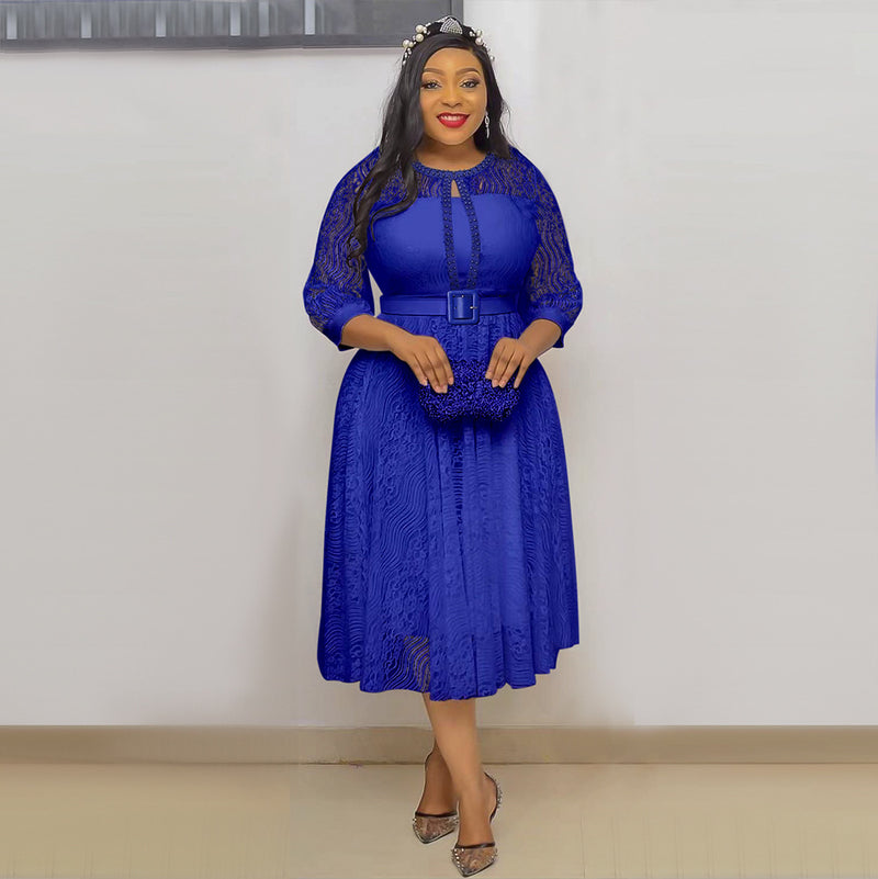 African Dashiki Dress Women's Summer Slim-Fit Midi Dress