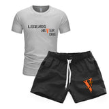 Vlone T Shirts & Shorts 2 Piece Set Men'S Sports Round Neck T-Shirt Shorts Set