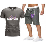 Vlone T Shirts & Shorts 2 Piece Set Letter Large V Printed Short Sleeve
