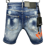 Men Denim Shorts Fashion Printed Cropped Pants Slim Fit Micro Elastic