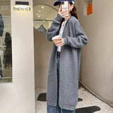 Naomi Watts Gypsy Outfits Spring Loose Mid-Length Knitted Cardigan Lazy Sweater Coat