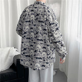 Men's Shirts Cartoon Sesame Street Printed Long Sleeve Shirt
