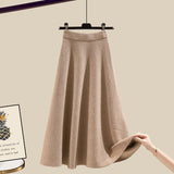 MIDI Mauve Skirt Women's Wear Match Sweater Skirt
