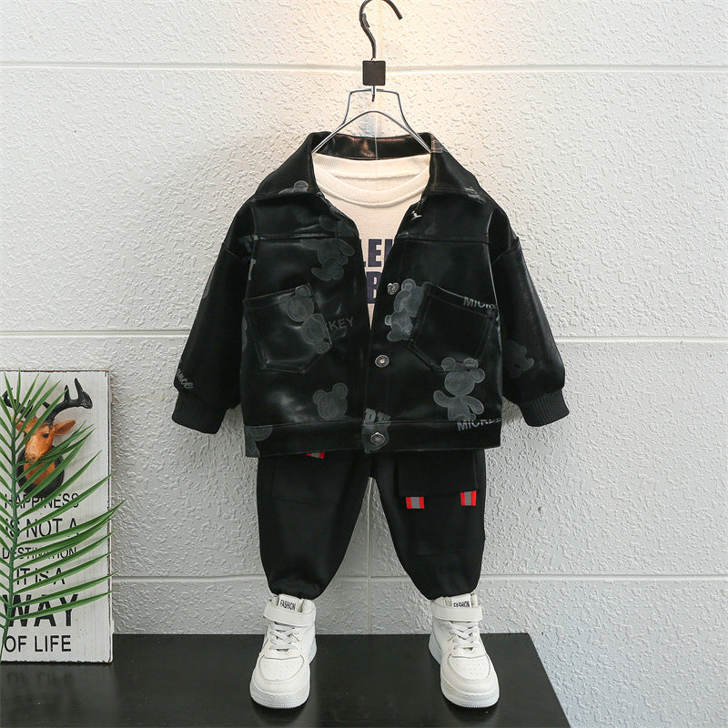 Toddler Boys Jackets Boys Autumn Clothing Leather Coat Leisure