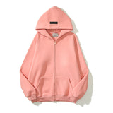 Kanye West Sunday Service Hoodie Fog Flocking Zipper Cardigan Hoodie Fleece Lined