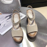 Platform Heels for Women Summer Muffin Peep Toe High Heels