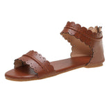 Women Open Toe Sandals Flats Plus Size Slippers Flat Vintage Lace Peep Toe Sandals