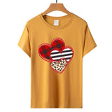 Valentine's Day T Shirts Couples Leopard Print Heart Printing Women's Pullover T-shirt