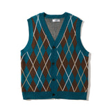 Men Sweater Plaid Jacquard Sweater Vest Men's Vest Coat