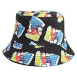 Bucket Hat Fishing Cap Cotton Print Fisherman Hat Bucket Hat Men's and Women's Cartoon Printed Sun Hat