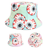 Bucket Hat Fishing Cap Cotton Print Fisherman Hat Cartoon Bucket Hat Female Printing Sun Hat Tide