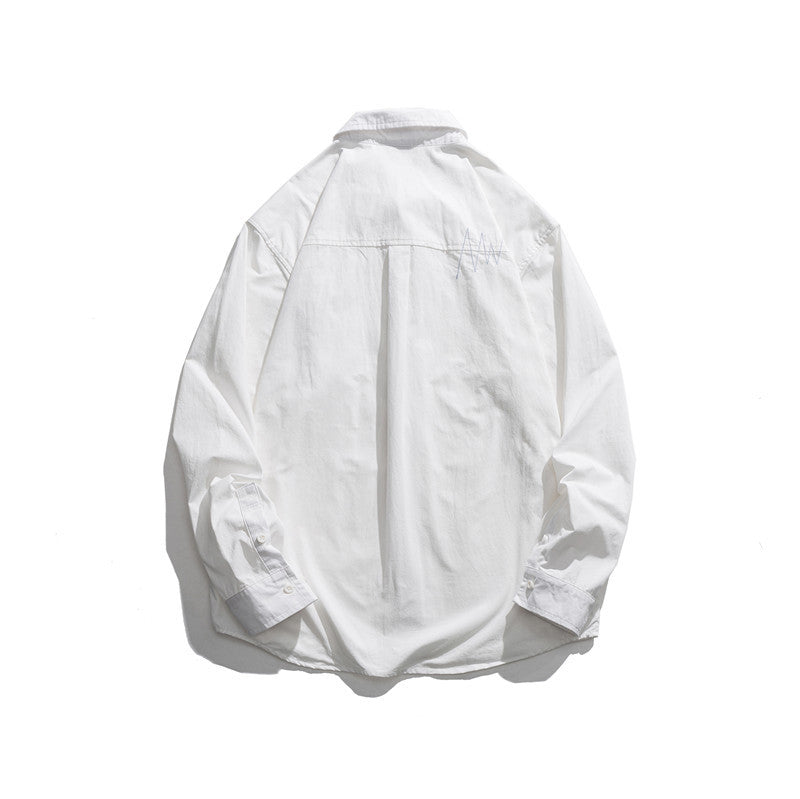 Man Fall Outfis Autumn Solid Color Casual Pocket Decorative Shirt Boys College Style Loose Top