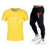 Vlone T Shirts & Pants 2 Piece Set T-Shirt Men'S Suit Printed Sports