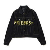 Vlone Jean Jacket 2021 Autumn And Winter Large V Men'S And Women'S Casual High Street Black Denim Jacket Jacket
