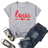 Valentine's Day T Shirts Couples Love Printed Short Sleeve round Neck T-shirt Men and Women Loose