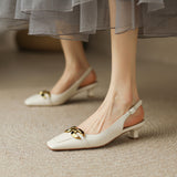 Nude Low Block Heel Inside and Outside Soft Leather Mid Heel