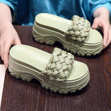 High Heels Slides Summer Fashion Woven Muffin High Heel Sandals