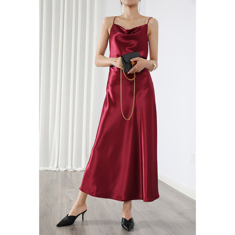 Kendall Jenner Wedding Guest Dress Slim Fit Waist A- line Skirt Swing Collar Oblique Cut Women's Holiday