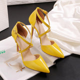 White Strappy Heels Spring/Summer Fashion Pointed Toe Pumps Silver High Heels