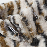 Cardigan Baseball Jacket Autumn and Winter Stand Collar Animal Pattern Lamb Wool Coat