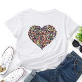 Valentine's Day T Shirts Couples Spring and Summer Women's Clothing T-shirt Short Sleeve Heart Printing Bottoming Shirt