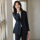 Interview Suit Women Solid Color Women Suit Long Sleeve Loose