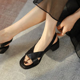 Nude Low Block Heel Open-Toed Roman Sandals