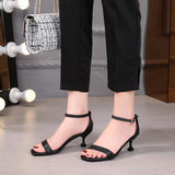 Women Black Dress Shoes Stiletto Sandals Summer