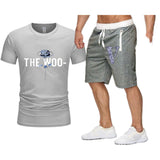 Vlone T Shirts & Shorts 2 Piece Set Rose Large V Printed Men'S And Women'S Loose Short-Sleeved T-Shirt
