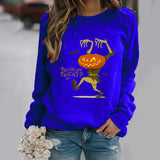 Halloween Costumes Halloween Pattern Printing Long Sleeve Crew Neck Sweater Female
