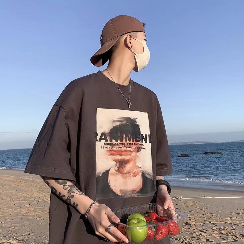 Men T-Shirts Loose round Neck Half Sleeve