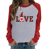 Valentine's Day T Shirt Valentine's Day Long Sleeve Women's Long Sleeve Printed Raglan
