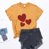Valentine's Day T Shirt Large Size T-shirt Short Sleeve Red Heart Printing Summer