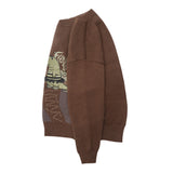 Men Sweater Cartoon Crocodile Paste Cloth Embroidery Sweater Men's Loose round Neck Sweater Retro