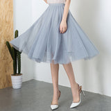 MIDI Mauve Skirt Mesh Skirt Female Fall High Waist Pleated Skirt