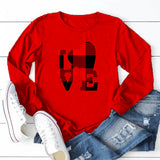 Valentine's Day T Shirt Women's Solid Color Long Sleeve Love Printed Casual Style Top